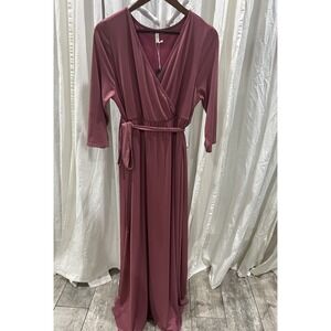 Pinkblush Maternity Maxi Wrap Dress Plus 2X  Mauve Pink Sleeves Pastels Pictures